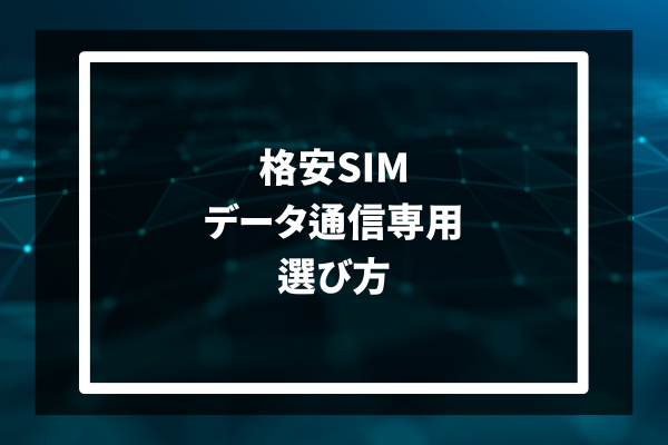 格安SIM データ通信専用 選び方